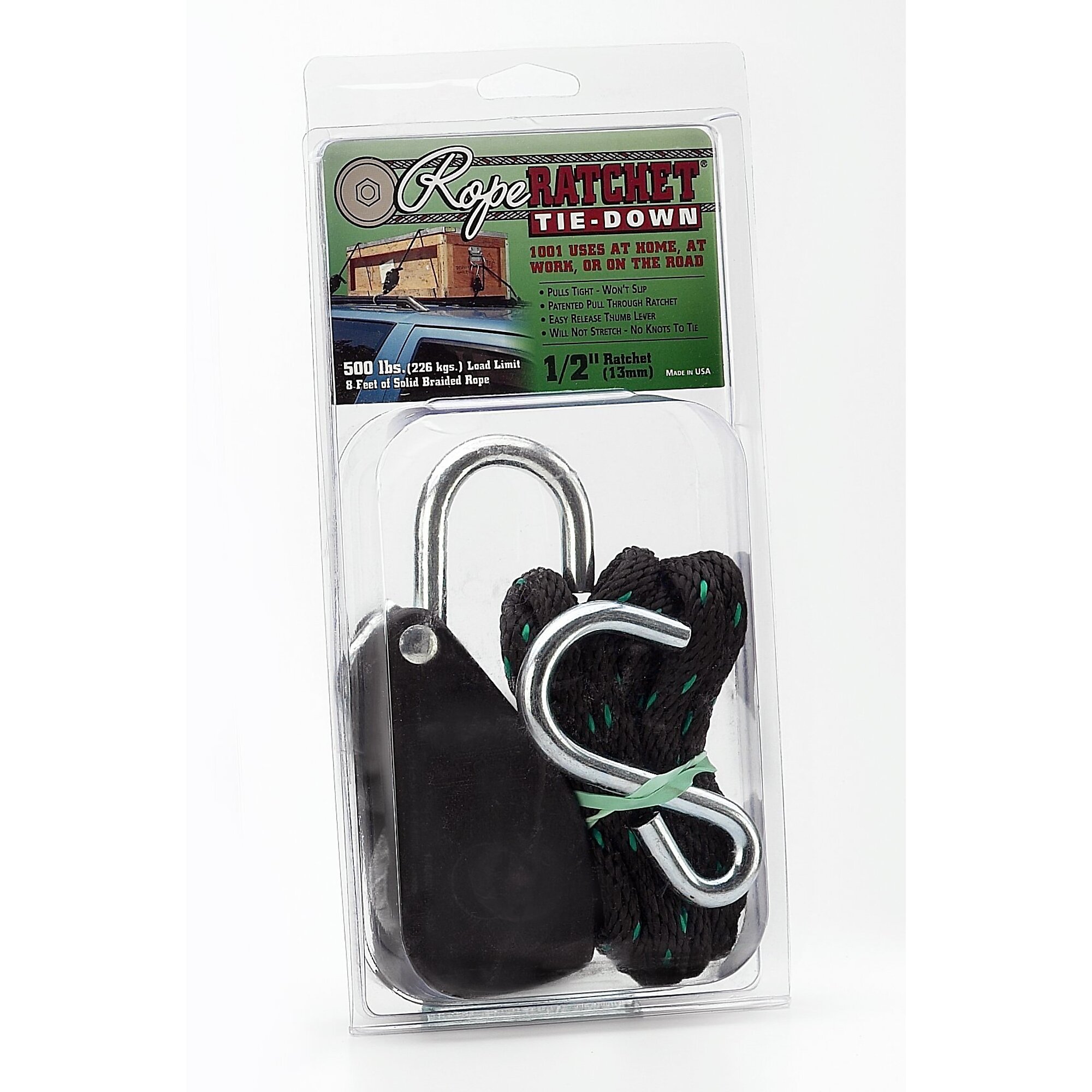 Rope Ratchet 1/2in. w/ 8ft. Rope, Lift Capacity 500lbs., Model# 10030